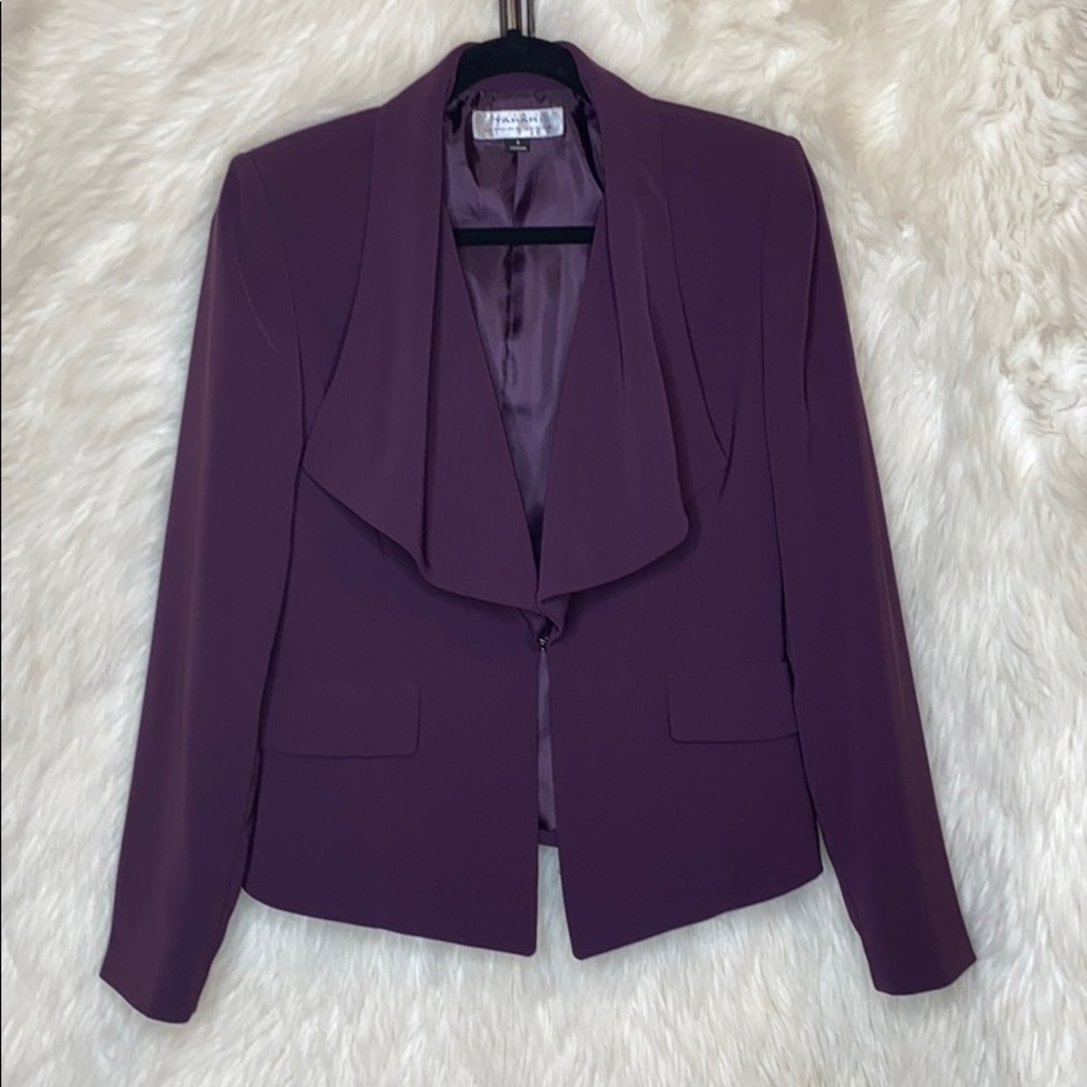 TAHARI PLUM WATERFALL CROPPED BLAZER
